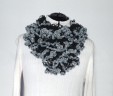 Ruffle Scarf-Black & Grey