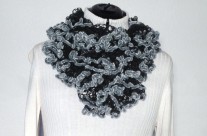 Ruffle Scarf-Black & Grey