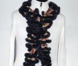 Ruffle Scarf-Black & Tan