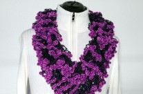 Ruffle Scarf-Black & Purple