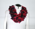 Ruffle Scarf-Burgundy & Prurple