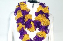 Ruffle Scarf-Purple & Gold