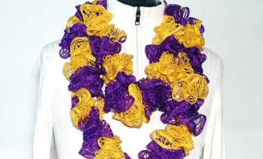 Ruffle Scarf-Purple & Gold