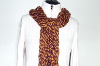 Arm Knit Scarf-Purple & Gold