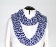 Arm Knit Scarf-Blue & White